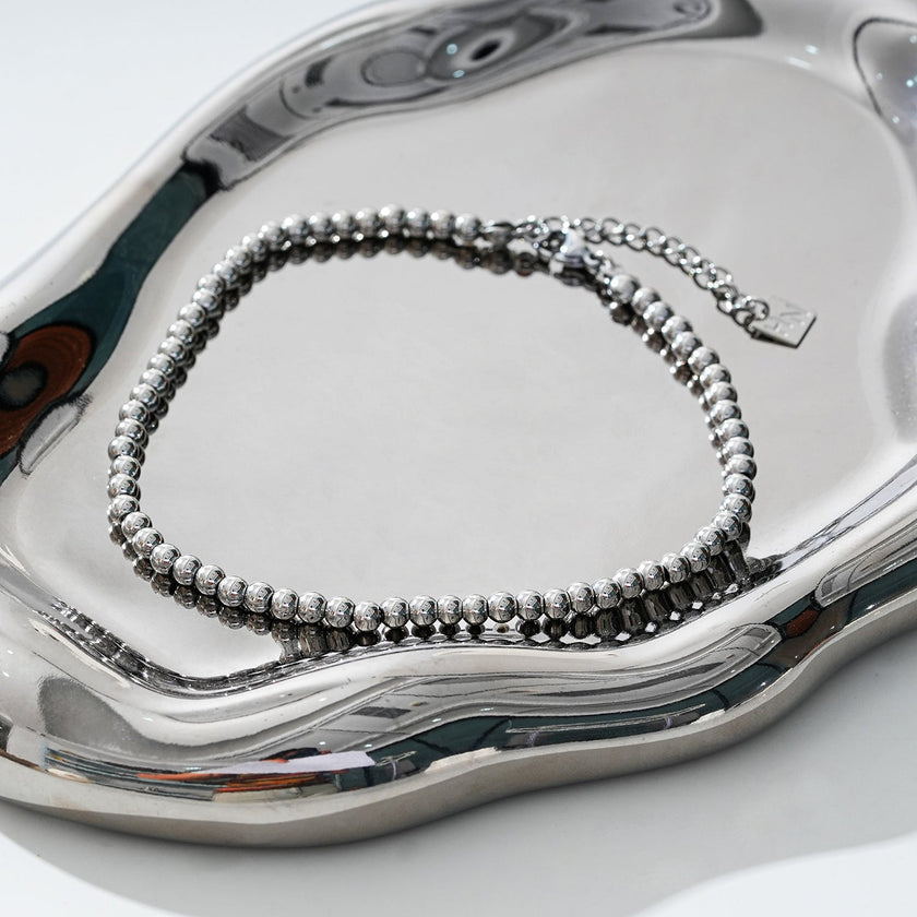MANAMI LG: Ball-Beads Contemporary Chain Silver Anklet