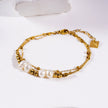 MARENTA: Gilded Harmony Chain Bracelet with Gold Beads and Freshwater Pearls