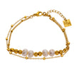 MARENTA: Gilded Harmony Chain Bracelet with Gold Beads and Freshwater Pearls