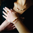 MARENTA: Gilded Harmony Chain Bracelet with Gold Beads and Freshwater Pearls