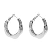 Style MARFA White Gold (Silver Toned): Sculptured Abstract Hoop Earrings