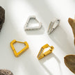MARIETTA Or Blanc (Couleur Argent) : Boucles d'oreilles mini-cercles triangulaires avec pavé de zircons.