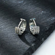 MARIETTA White Gold (Silver Toned): Mini Hoops with Pavé Zirconia Panel