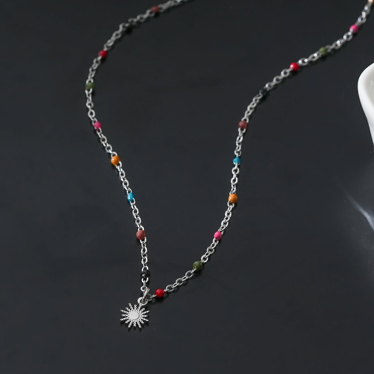 MARLOW: Dainty Star Charm & Coloured Dainty Beads on a Silver Chain