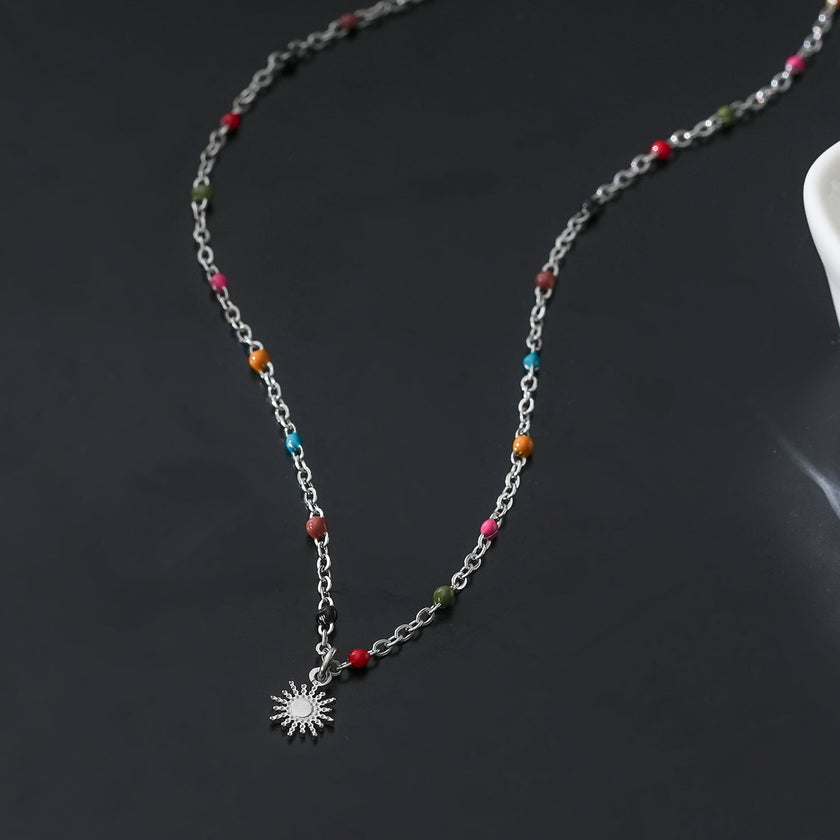 MARLOW: Dainty Star Charm & Coloured Dainty Beads on a Silver Chain