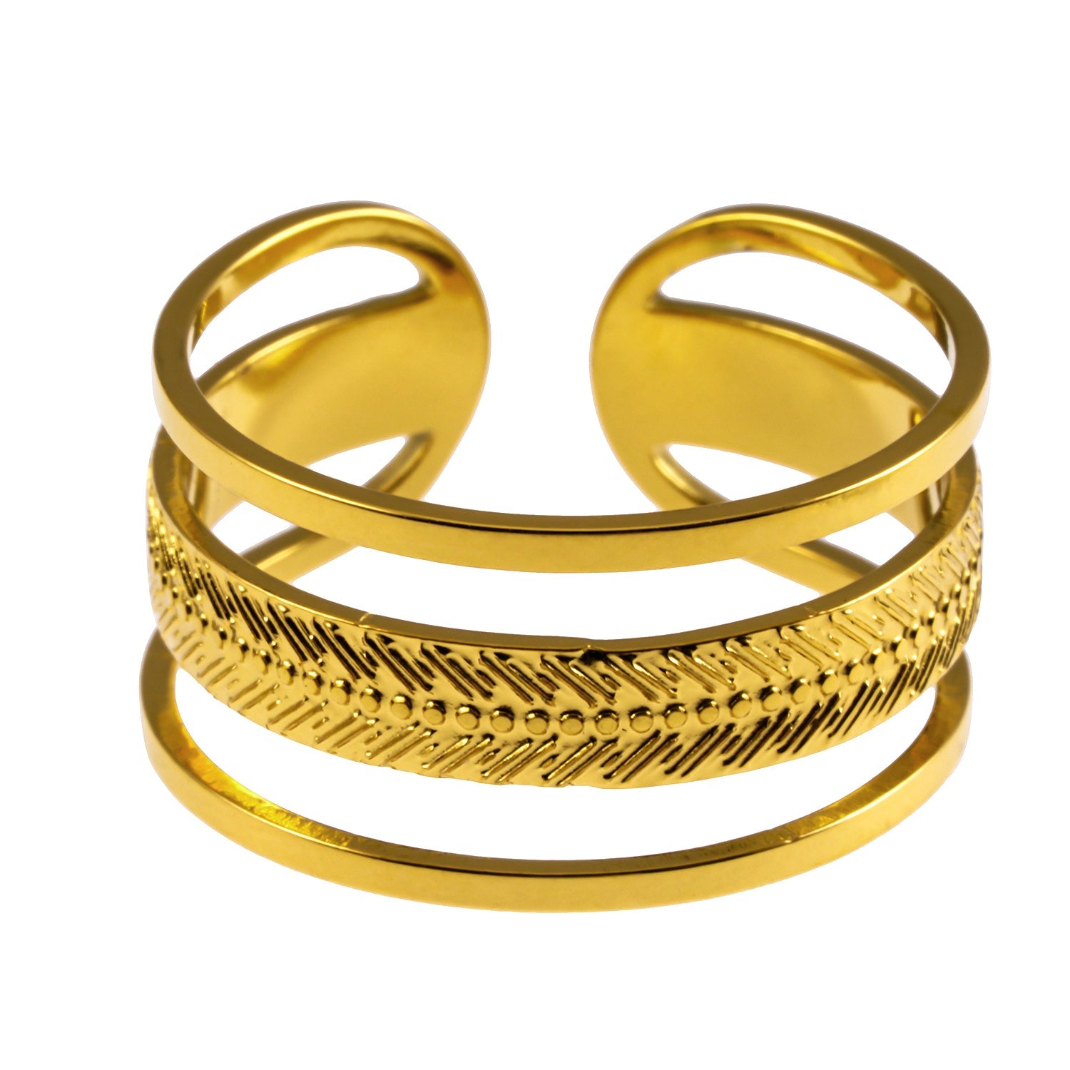 MATHEO : Bague en or texturée à trois anneaux superposés