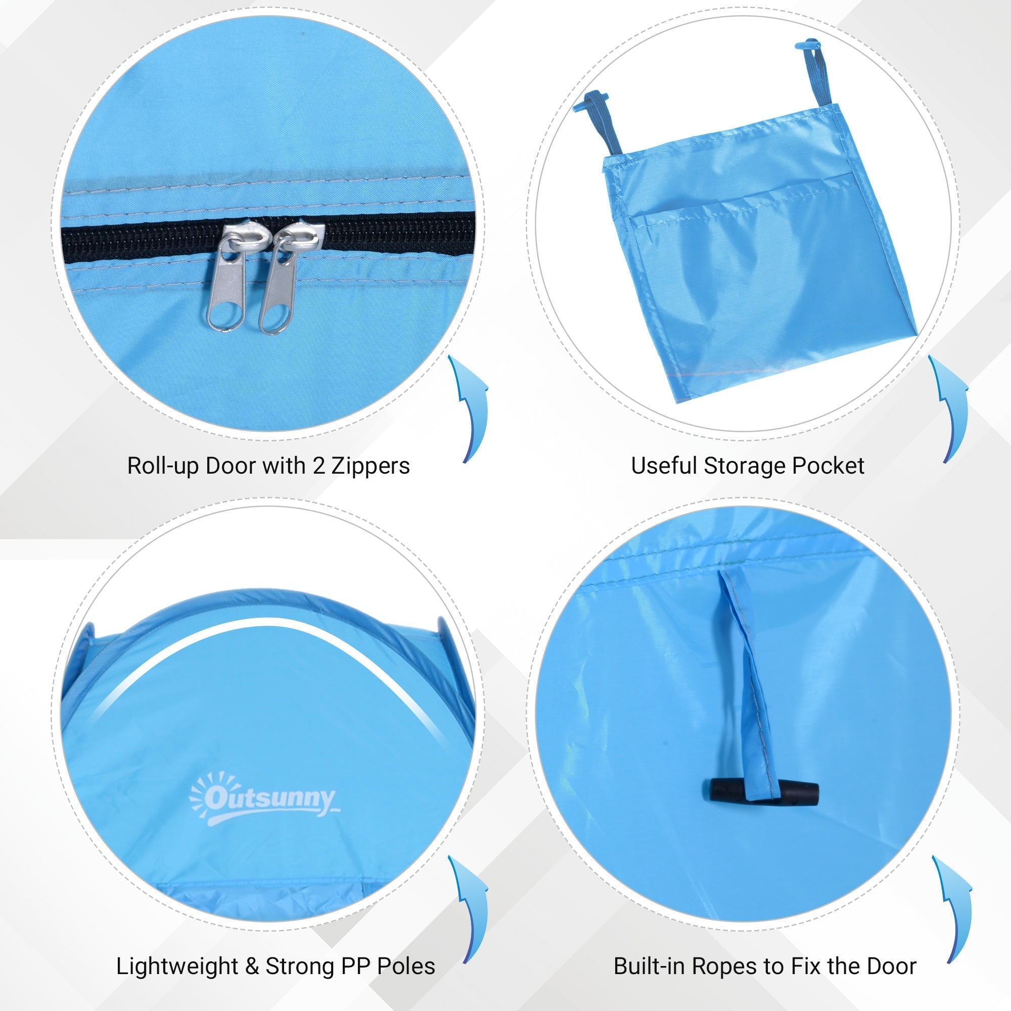 Outsunny Portable Pop Up Shower Tent Blue Dressing Changing Room Privacy Shelter for Camping Outdoor Beach