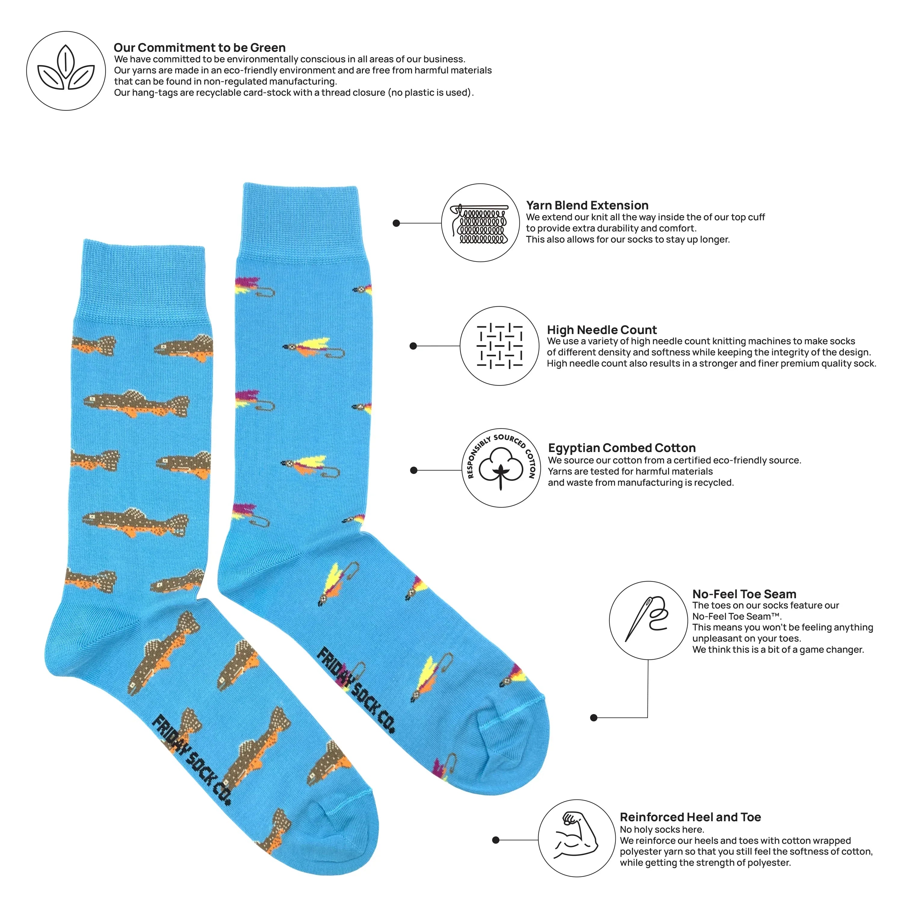 Friday Sock Co Men's Trout & Fly Socks