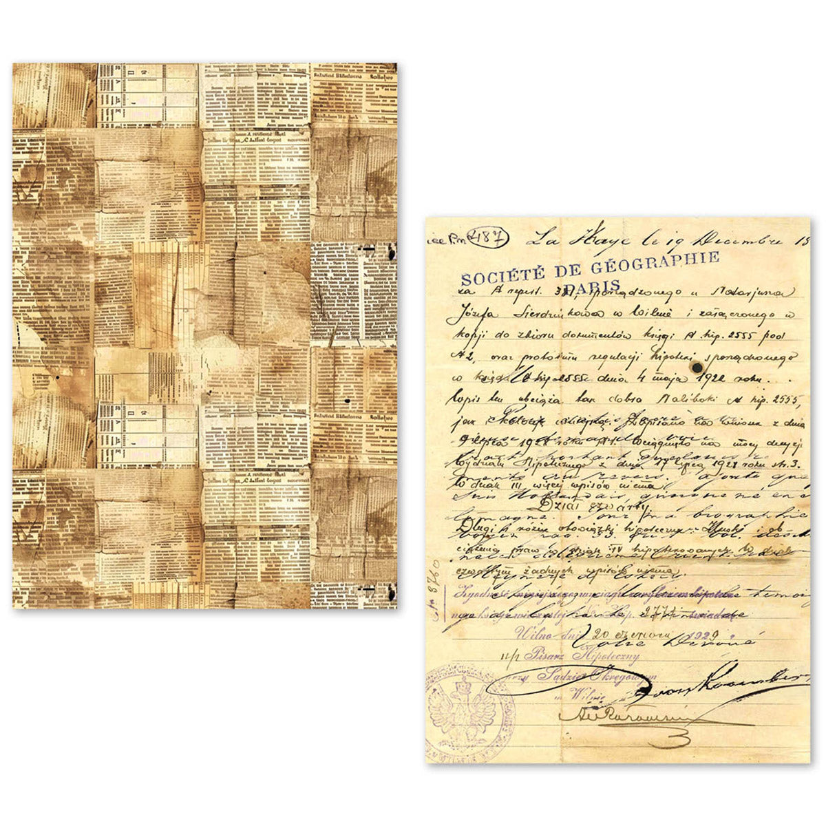 A5 Tissue Paper Set – 24 Sheets Vintage Manuscript