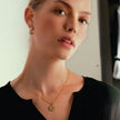 MELRINA Gold - Vintage Bloom: Beaded Chain Necklace with Pave Zirconia Flower Charm