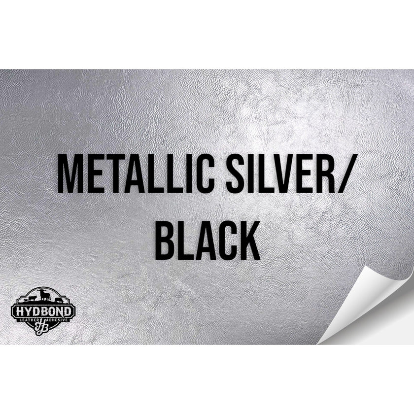 METALLIC SILVER/BLACK WITH ADHESIVE HYDBOND LEATHERETTE SHEET (12