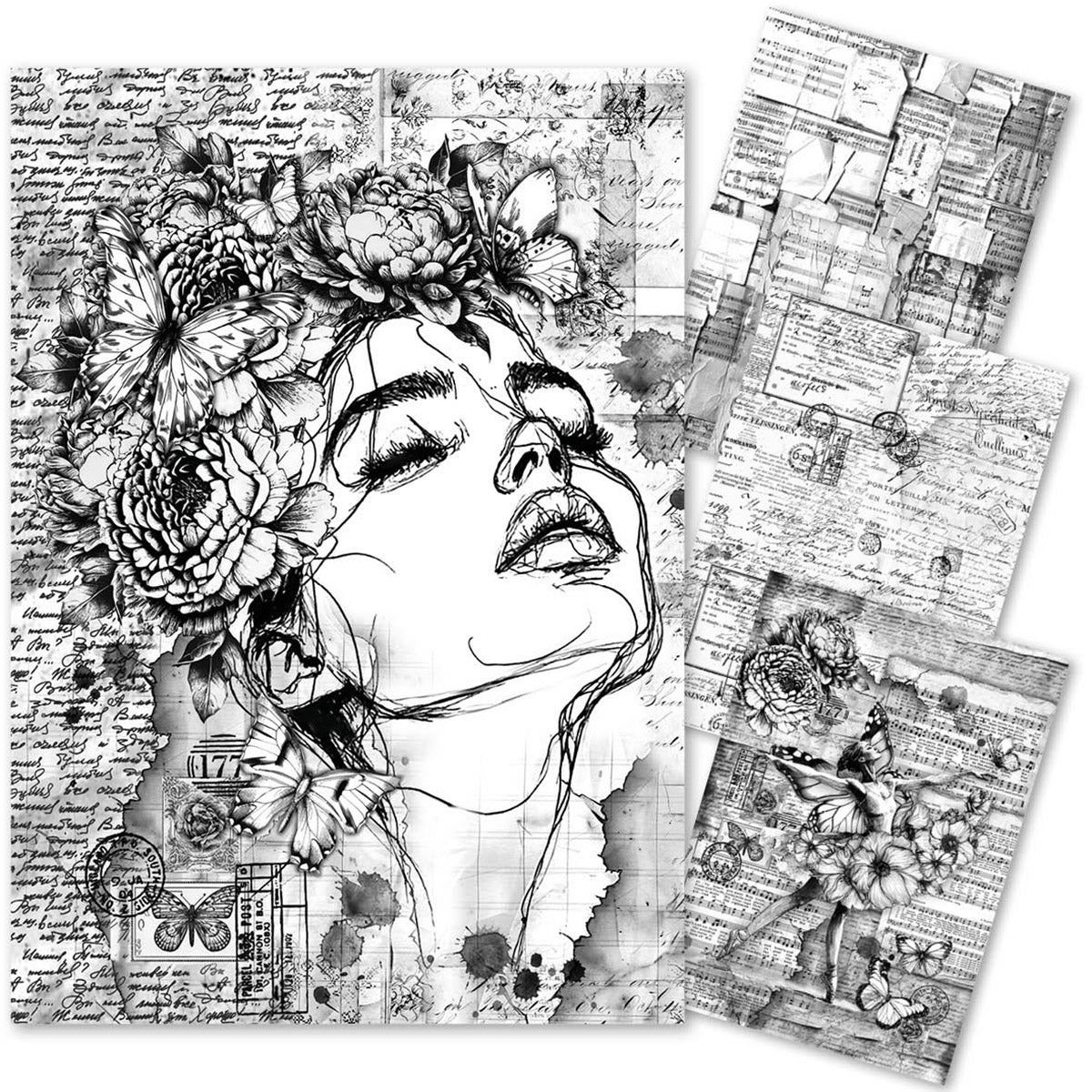 Mixed Media Rice Paper A4 Set 4/Pkg Meaningful Memories