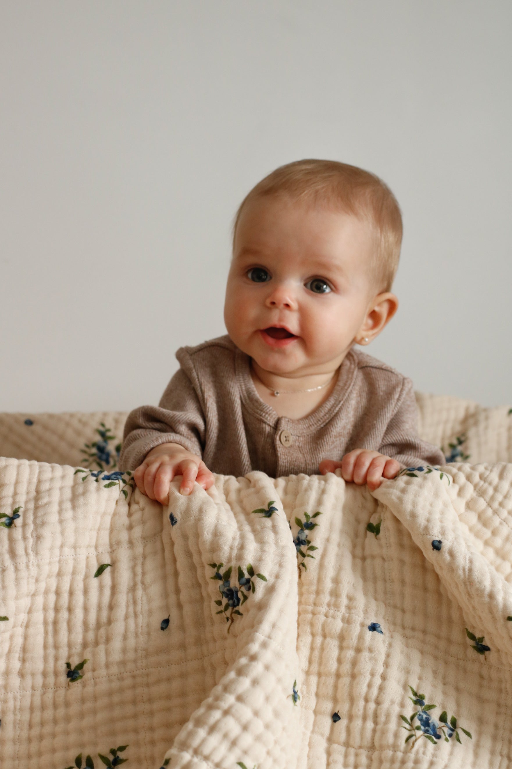 Organic Cotton Muslin Baby Blanket, 4 Layers, Crib Size (47 X 47) - Blueberry