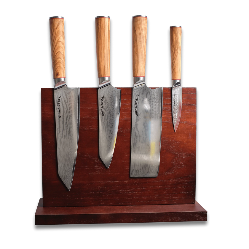 MIA FIVE | Essential 5 pcs Knife set | 4 Knives with Magnetic Wood Block