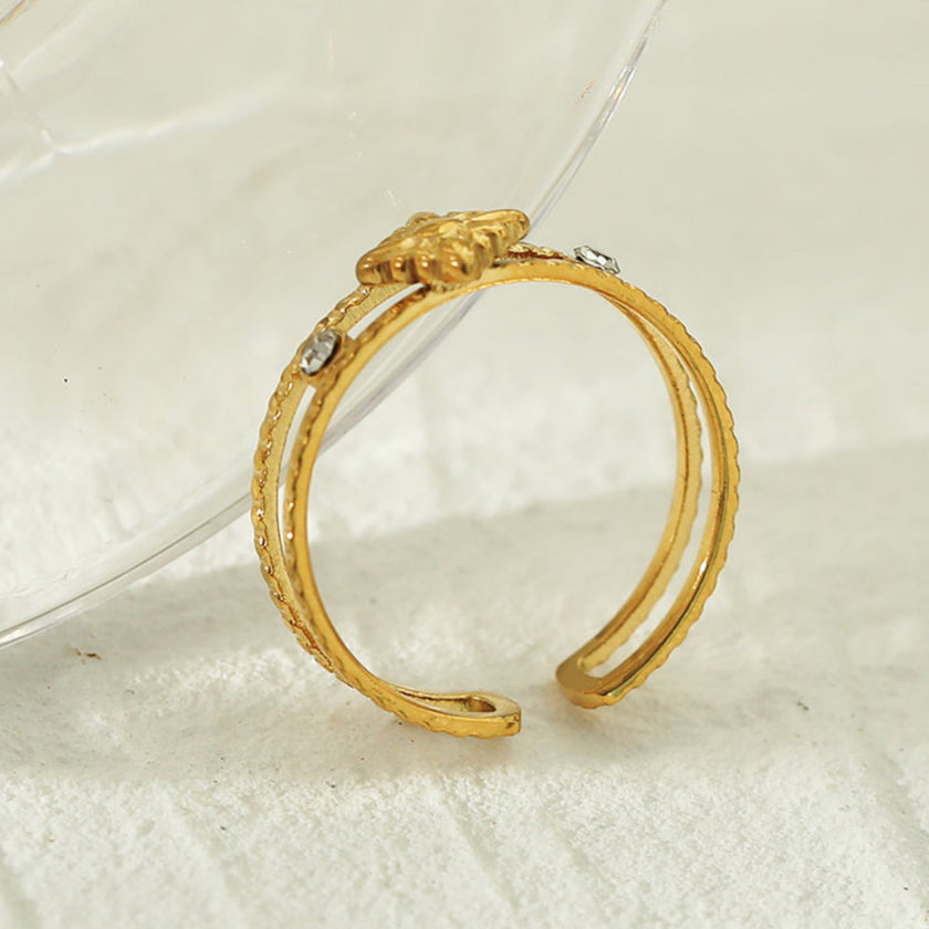 MICHELE Gold : Bague double en forme de superposition, inspirée du style vintage.