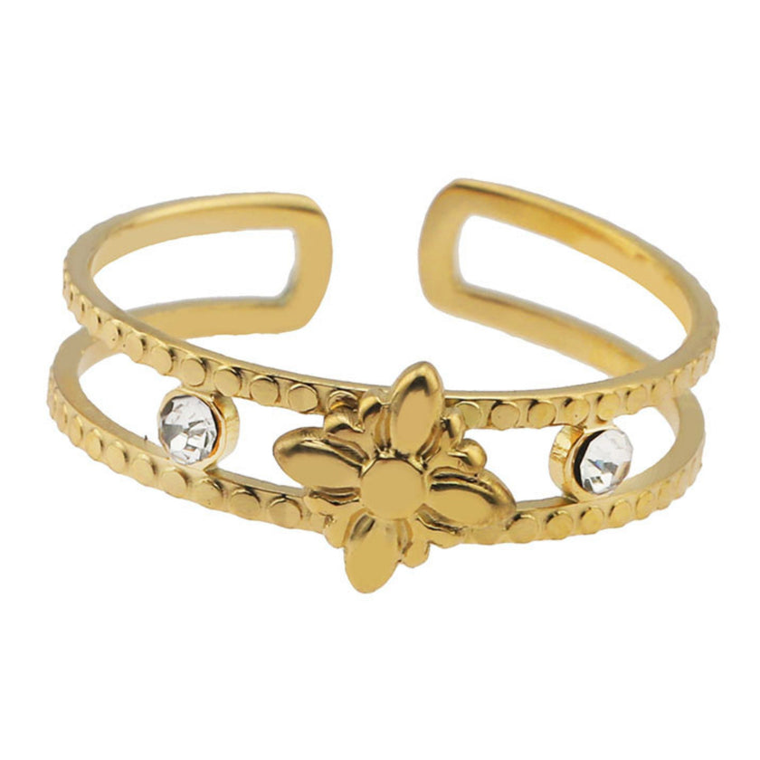 MICHELE Gold : Bague double en forme de superposition, inspirée du style vintage.