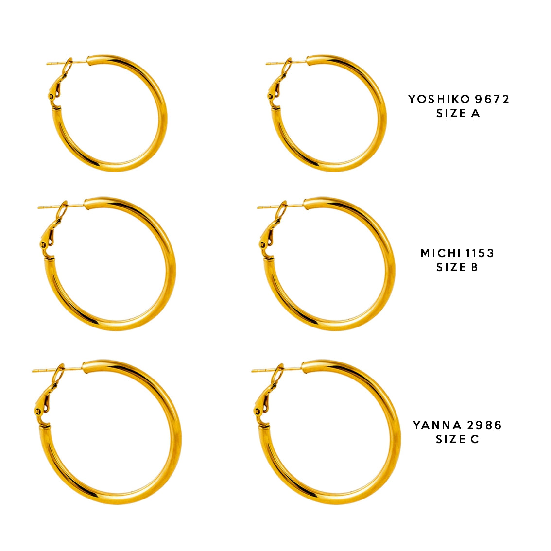 MICHI : Boucles d'oreilles créoles essentielles à largeur moyenne, or, taille B (2,5 cm)