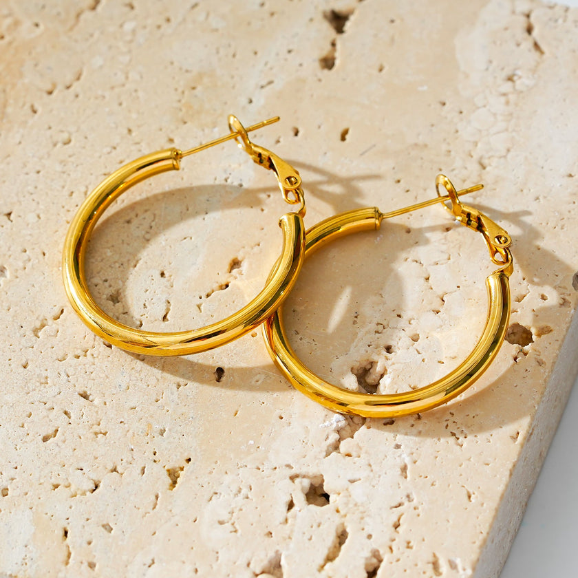 MICHI : Boucles d'oreilles créoles essentielles à largeur moyenne, or, taille B (2,5 cm)