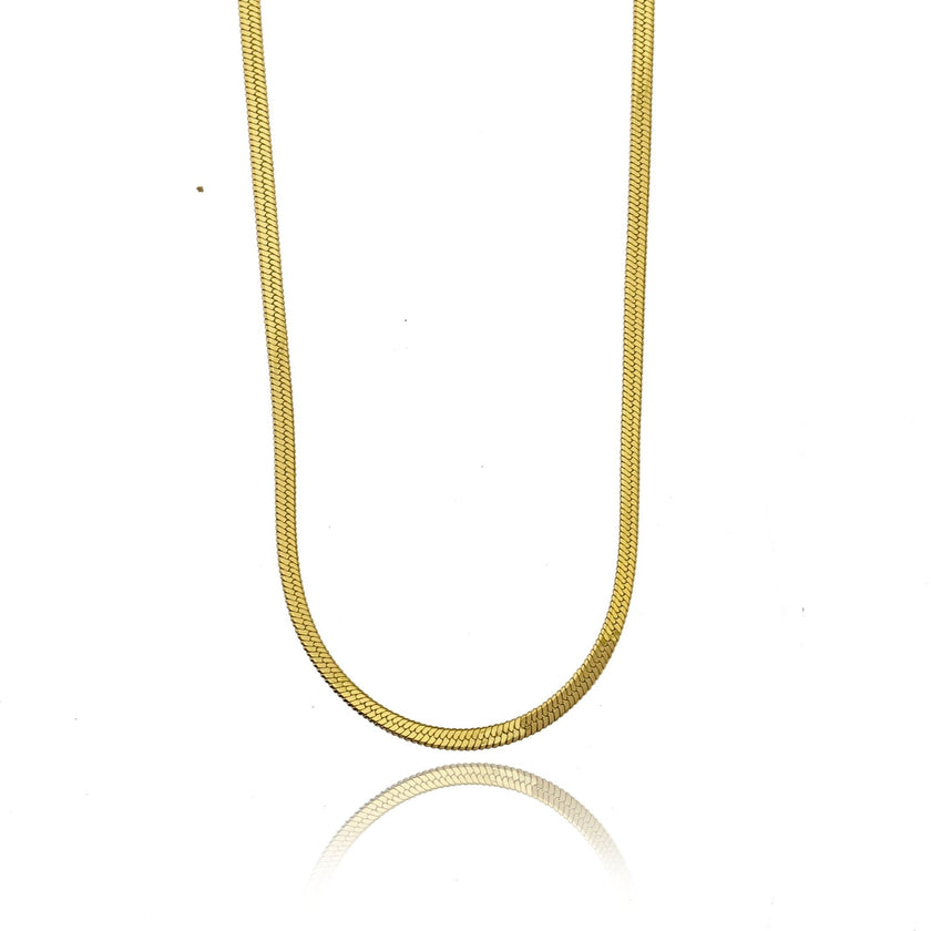 MILA: Snake Skin Textured Delicate Width Gold Chain Necklace