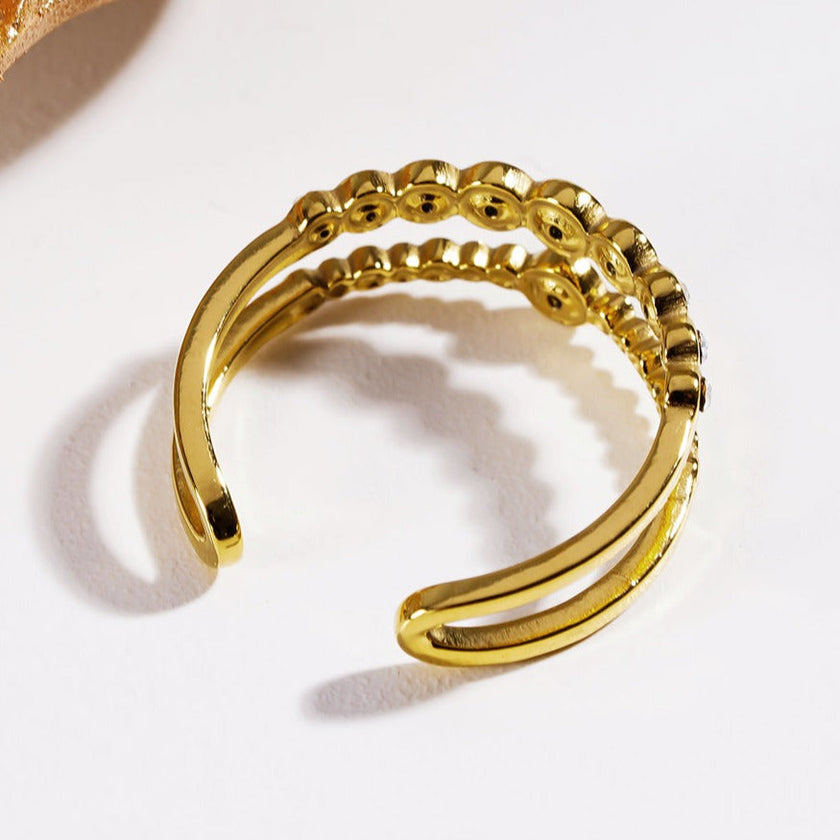 MILADIA : Bague double avec perles et zircone incrustées