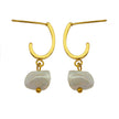 MILANO: Natural Freshwater Pearl J-Bar Drop Earrings in Gold