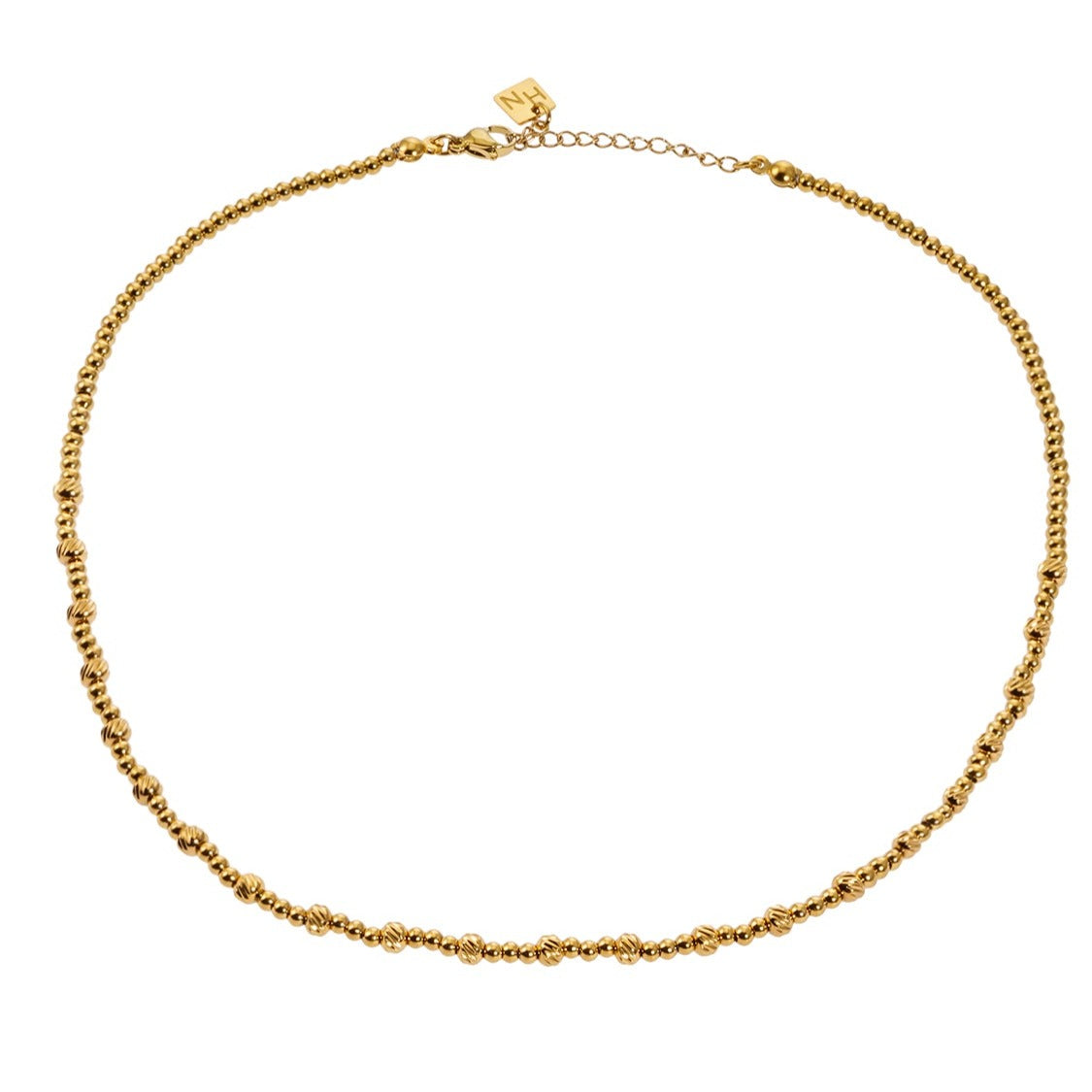 Style MILLIE : Collier en chaîne dorée à double perles.