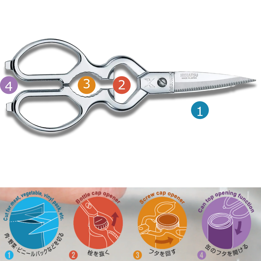 MIMATSU Stainless Steel Kitchen Scissors – Screw-Type | Japan