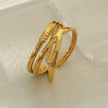MIRANDA: Cross Over Triple Band Stacked Gold Ring
