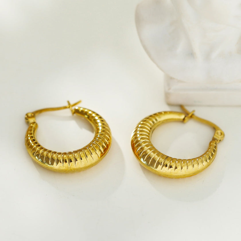 Boucles d'oreilles MISCHA Texturées et Épais, Or