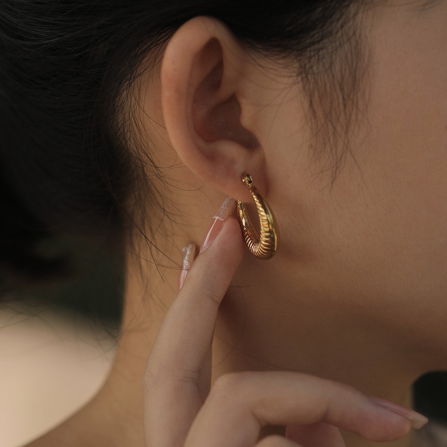 Boucles d'oreilles MISCHA Texturées et Épais, Or
