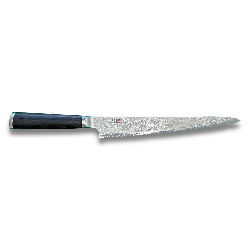 Miyako SUS 240mm Bread Slicer | 33 Layer Damascus Steel Blade  – Made in Japan