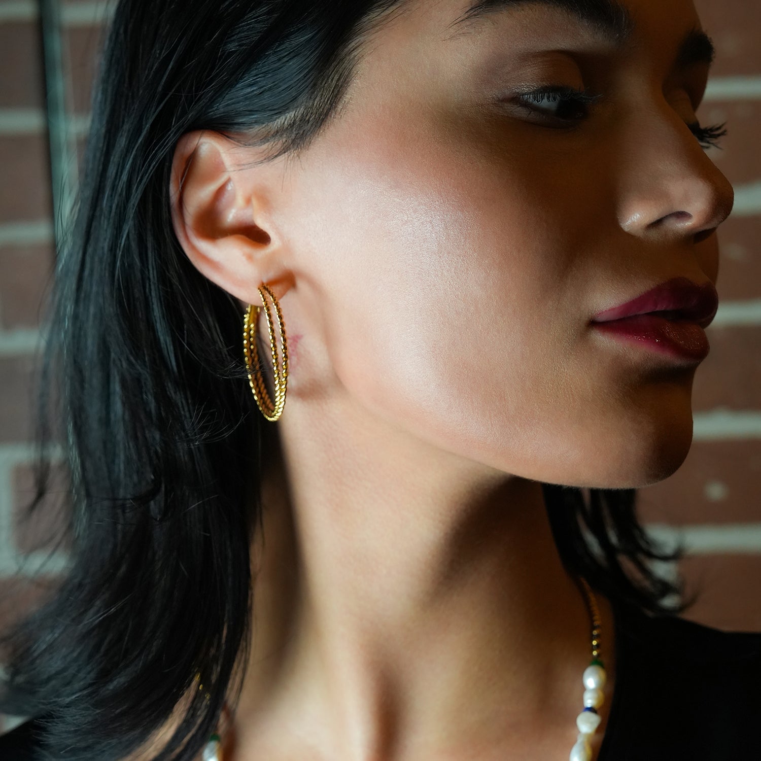 MIZUKI : Boucles d'oreilles à texture double corde