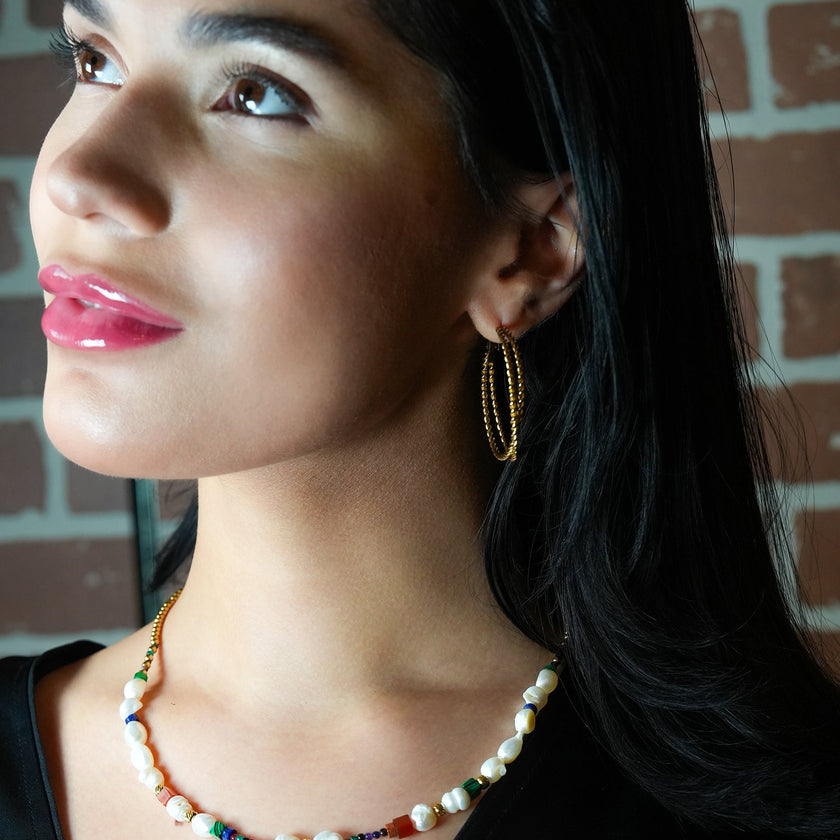 MIZUKI : Boucles d'oreilles à texture double corde