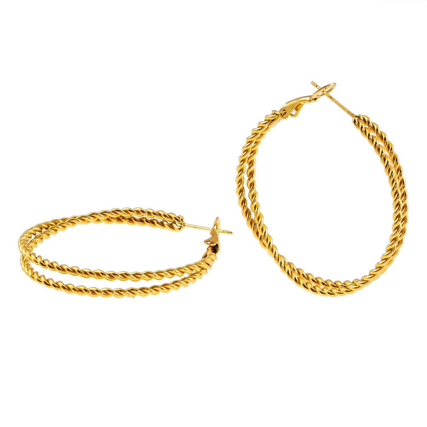 MIZUKI : Boucles d'oreilles à texture double corde