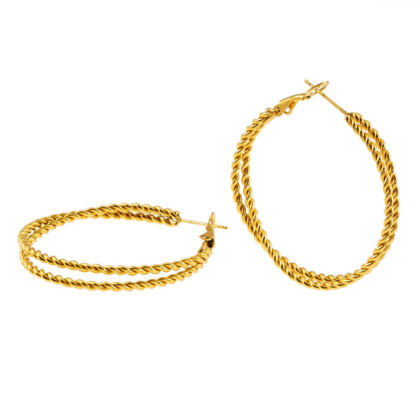 MIZUKI : Boucles d'oreilles à texture double corde