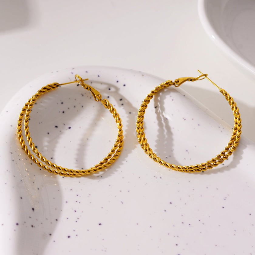 MIZUKI : Boucles d'oreilles à texture double corde