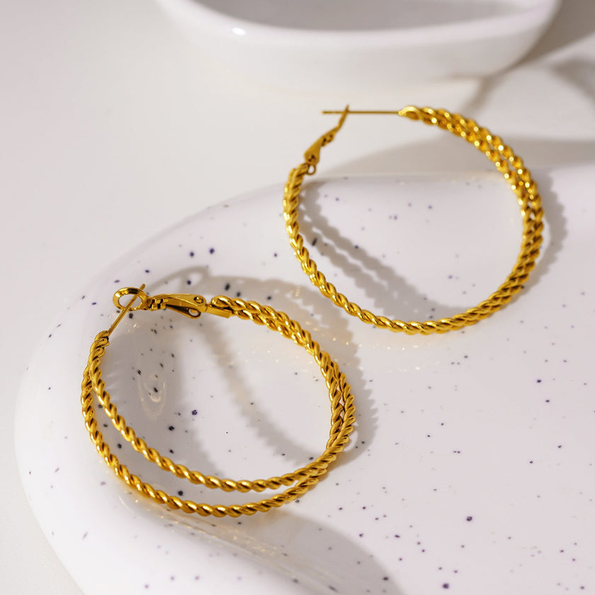 MIZUKI : Boucles d'oreilles à texture double corde