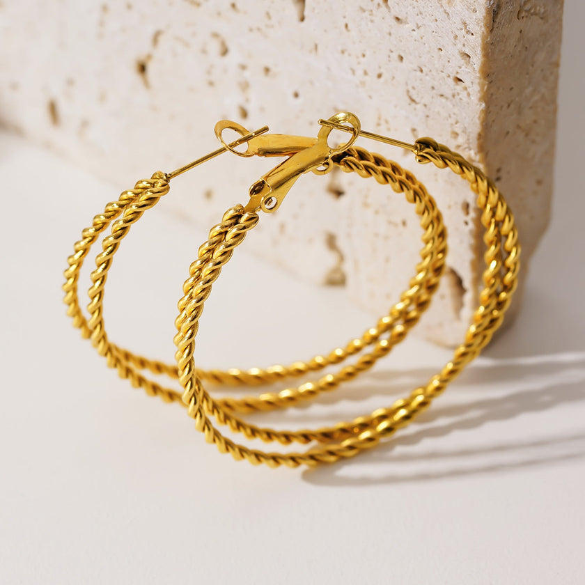 MIZUKI : Boucles d'oreilles à texture double corde