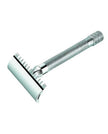 Merkur 25C 3-Piece DE Safety Razor, Open Tooth Comb, Knurled Extra Long Handle, Chrome