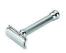 Merkur 2-Piece DE Safety Razor, Closed Comb, Extra Long Engine-Turned Handle, Chrome