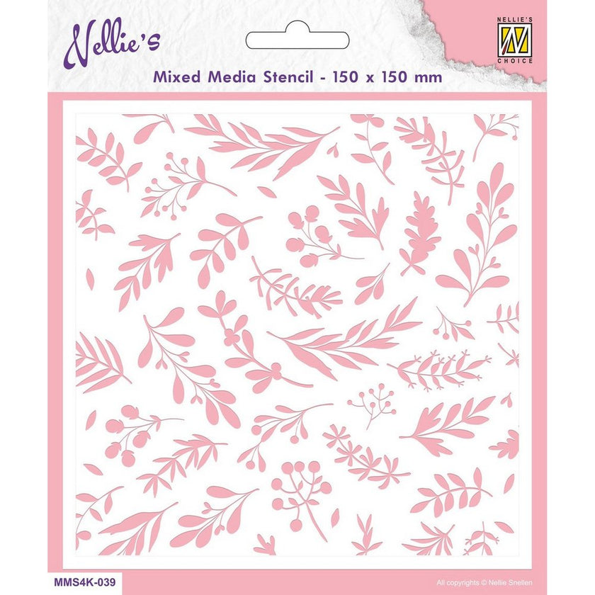 Mixed Media Stencil Square - Branches & Berries