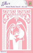 Nellie's Choice Mixed Media Stencil A6 Size - Christmas - Nativity