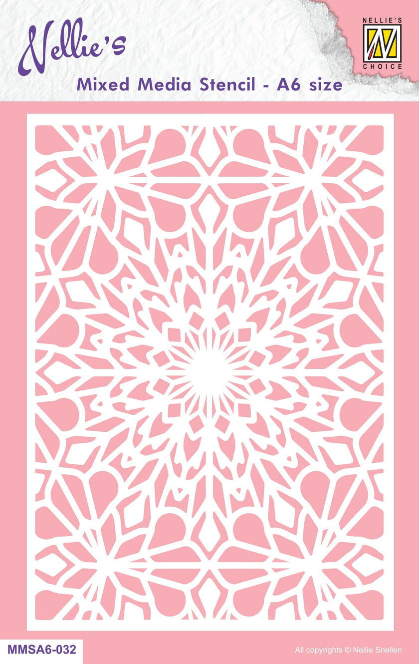 Nellie's Choice Mixed Media Stencil A6 Size - Christmas - Snowflakes-1
