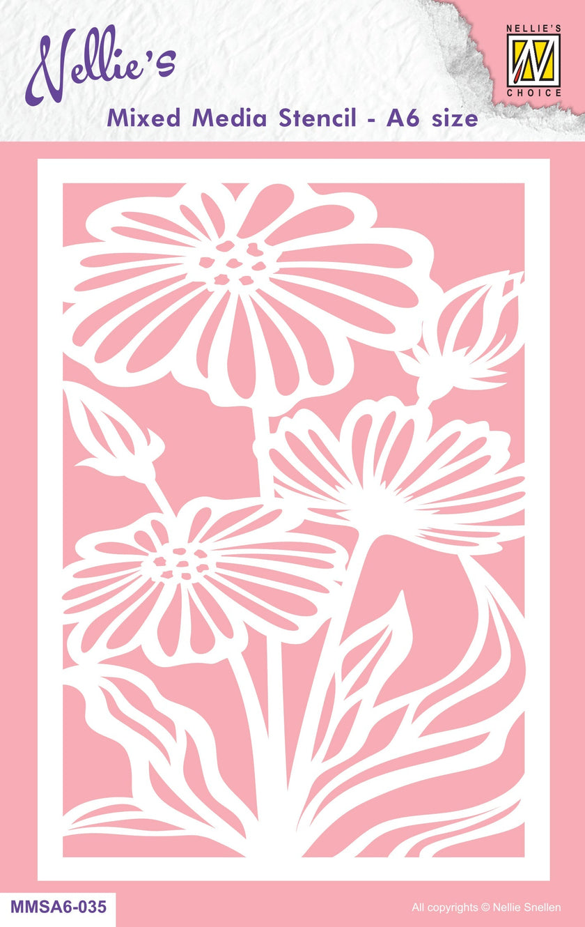 Nellie's Choice Mixed Media Stencil A6 Size - Flowers-2