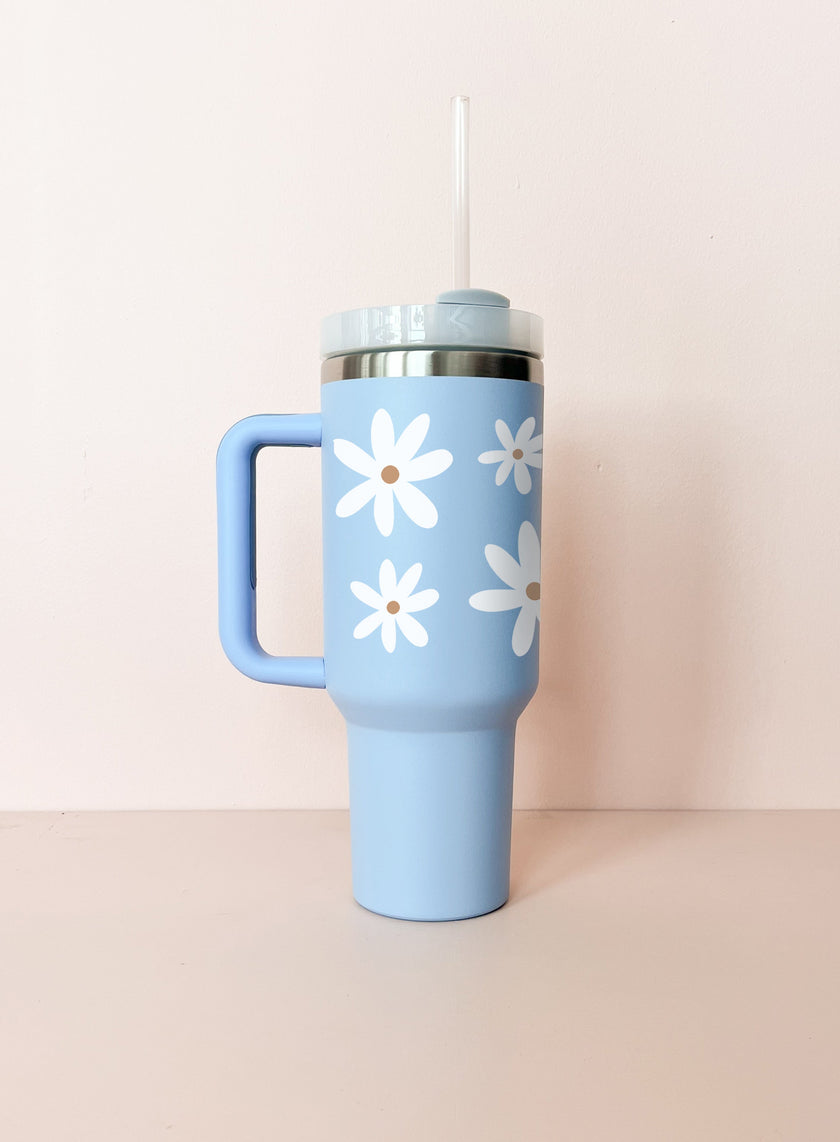 Gobelet isotherme 40oz - bleu Marguerites