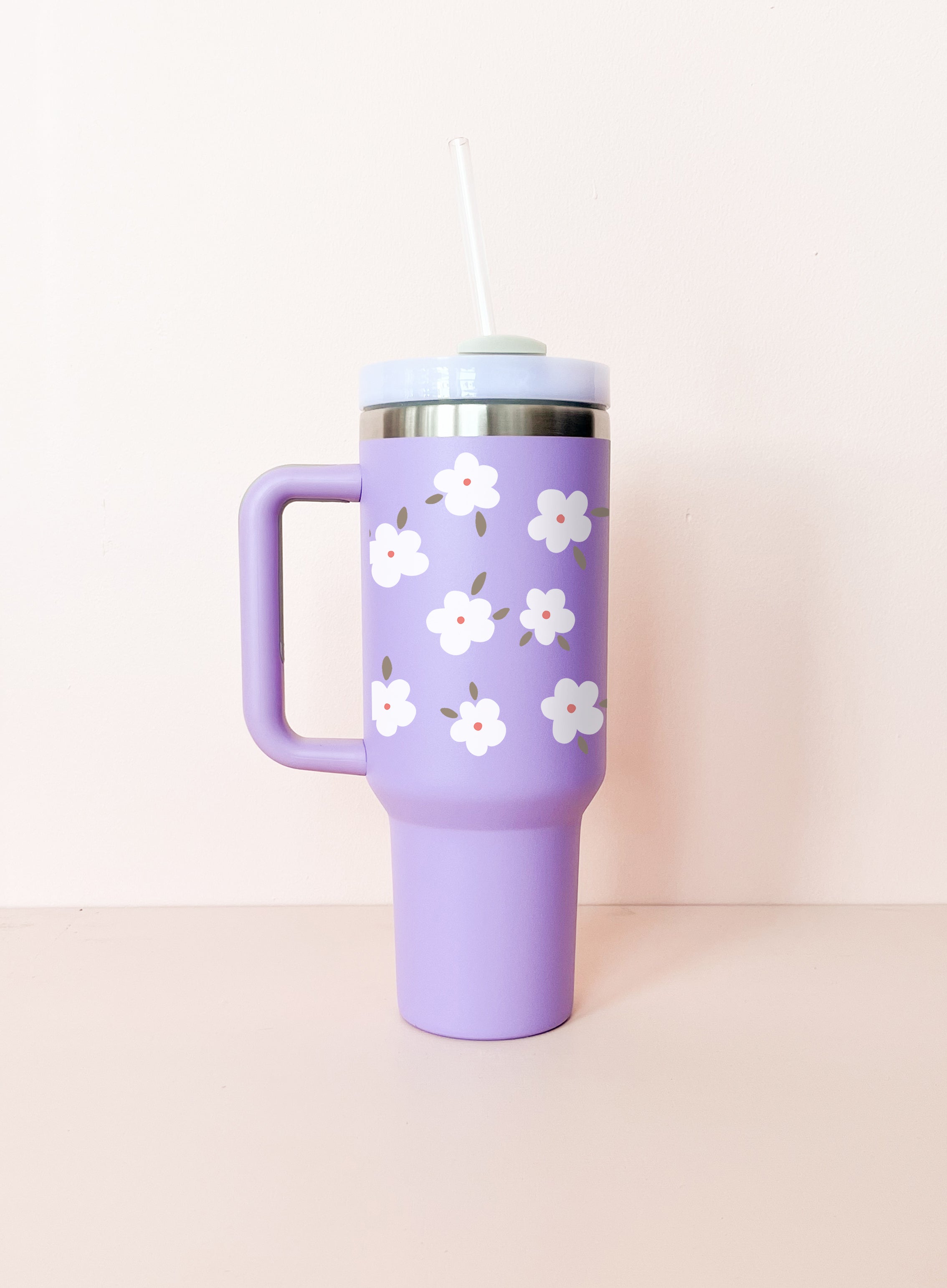 Gobelet isotherme 40oz - lavande fleurs d'hiver