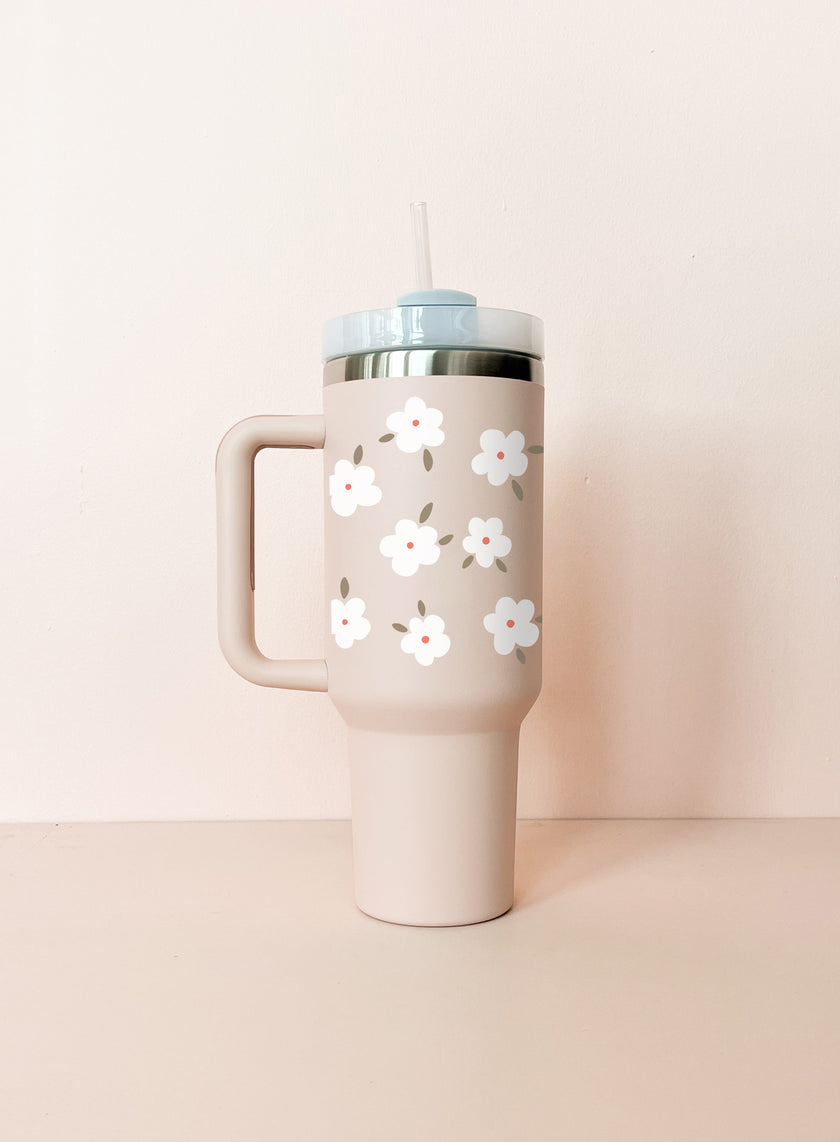 Gobelet isotherme 40oz - rose pâle Fleurs d'hiver