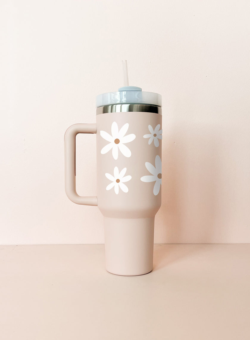 Gobelet isotherme 40oz - rose pâle Marguerites
