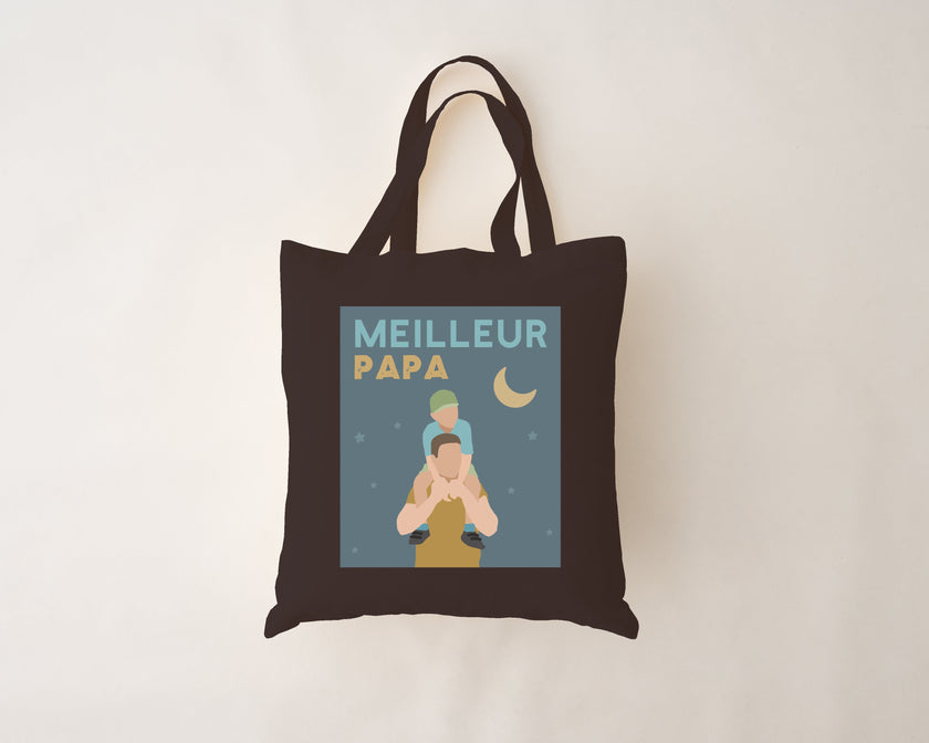 Sac réutilisable noir - meilleur papa