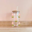 Verre boho - Tulipes roses
